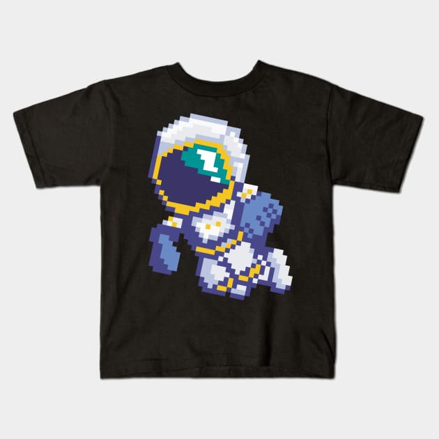 8 Bit Pixel Astronaut Space Galaxy Science Retro 80s Kids T-Shirt by E